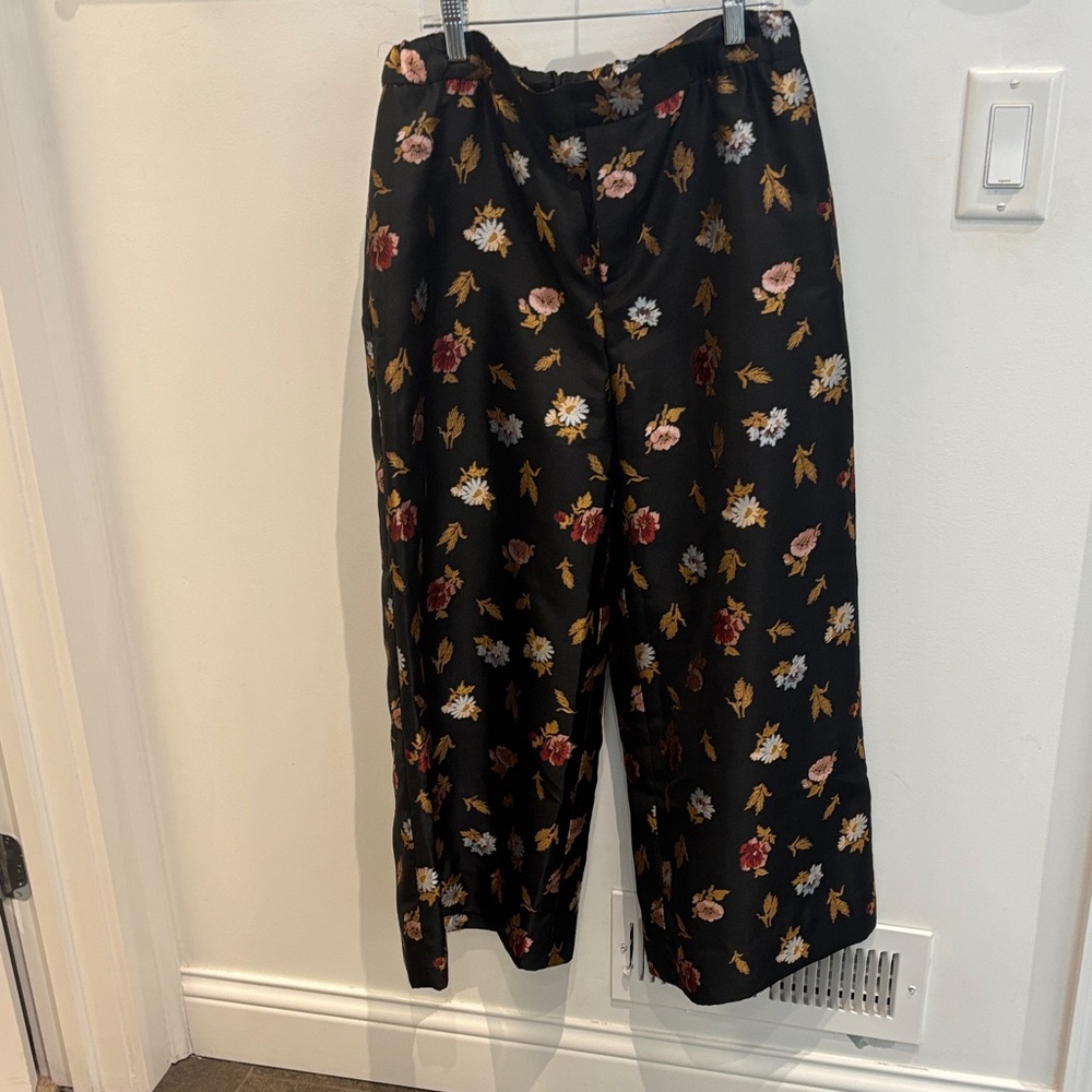 Maeve Black Floral Wide Leg Pants